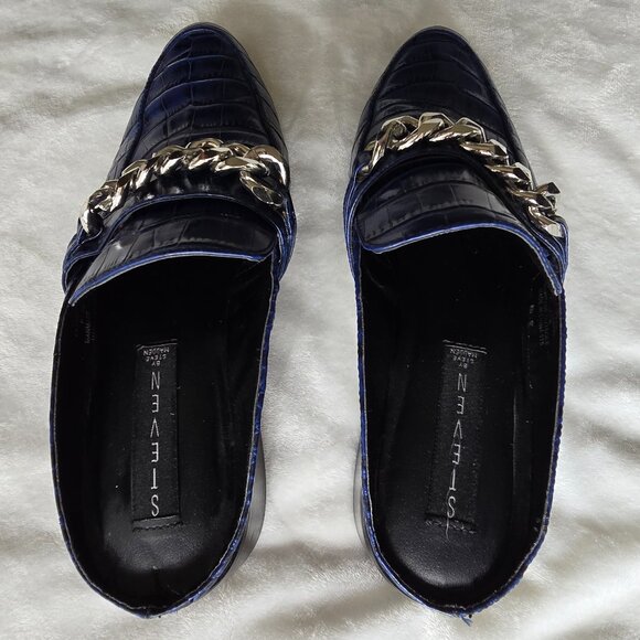 Steven by Steve Madden Swanki Blue Croc Chain Loafer Mules - Picture 3 of 10
